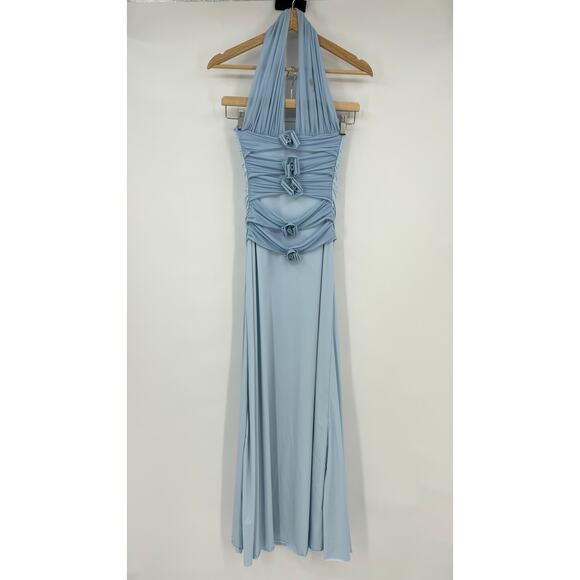 Maygel Coronel | Villadiego Dress in Arctic Powder Blue Maxi Rosettes One Size - Picture 4 of 16